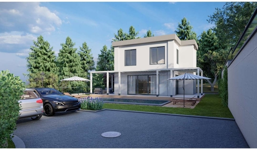 Boutique villa project under construction in Gundogan district 