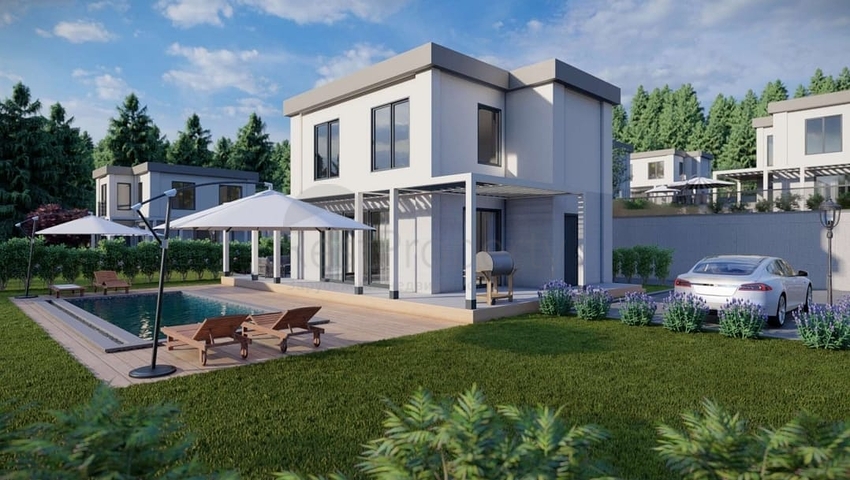 Boutique villa project under construction in Gundogan district 