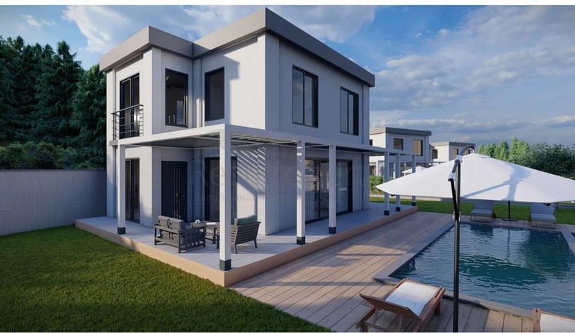 Boutique villa project under construction in Gundogan district 