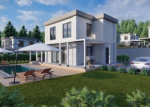 Boutique villa project under construction in Gundogan district 