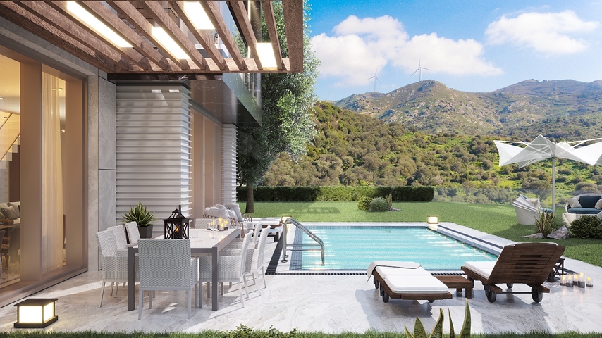 Luxury villa project under construction in Yalikavak area 