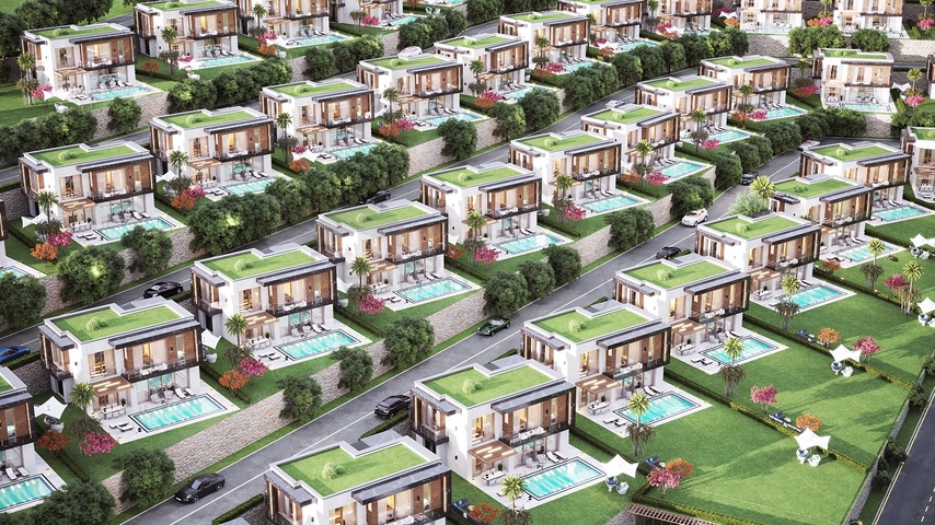 Luxury villa project under construction in Yalikavak area 