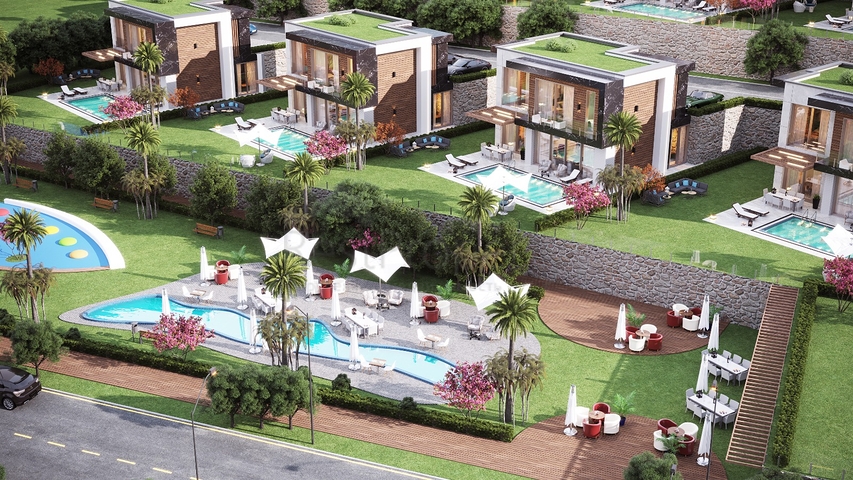 Luxury villa project under construction in Yalikavak area 