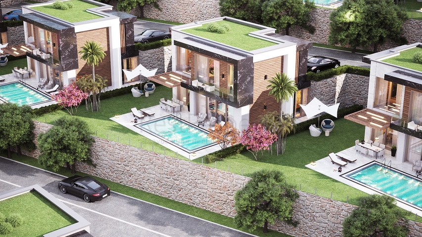 Luxury villa project under construction in Yalikavak area 