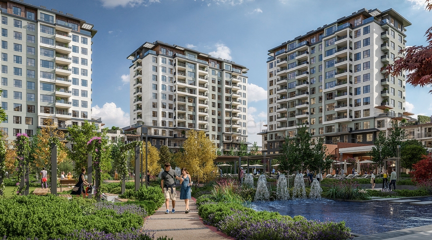 A project that includes private terraces with a garden