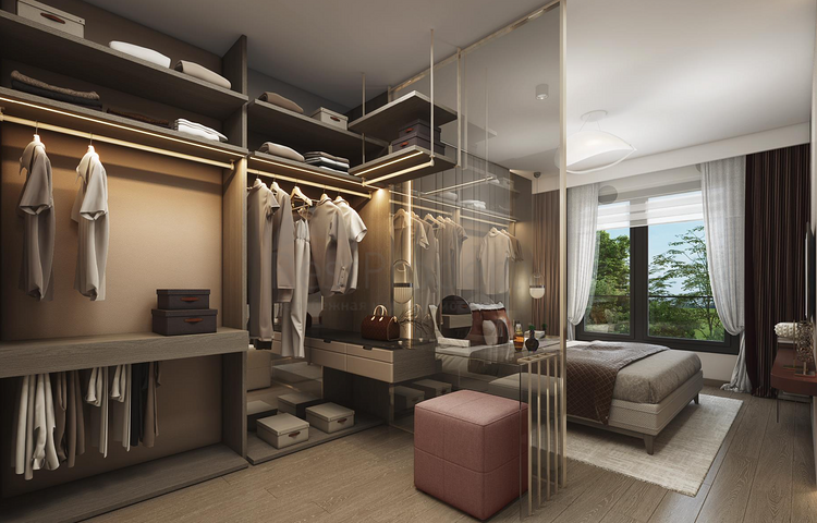 A project that includes private terraces with a garden