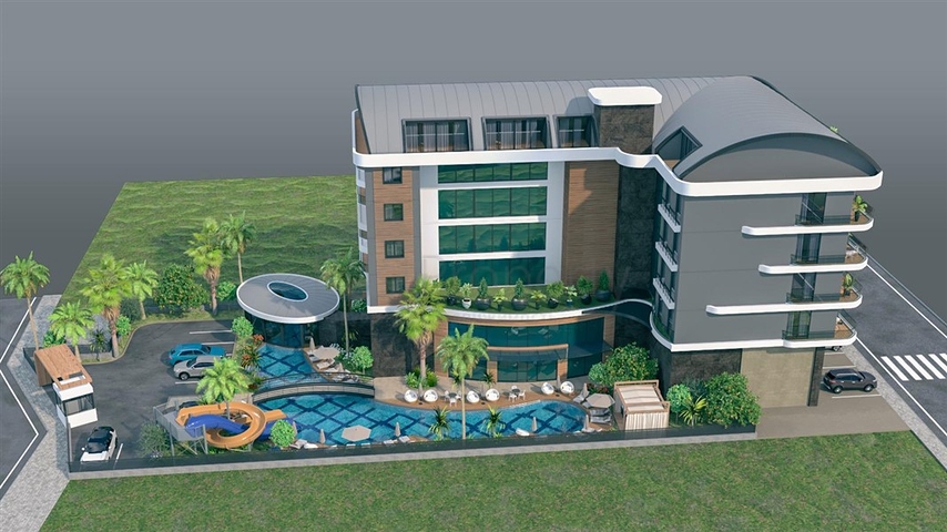Apartments in a new residential complex 50 m from the beach in Kargicak district