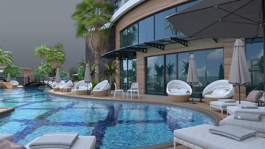 Apartments in a new residential complex 50 m from the beach in Kargicak district