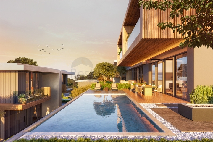 Modern style villas with lake views.