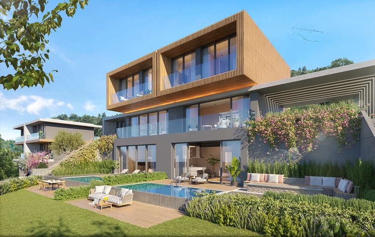 Modern style villas with lake views.