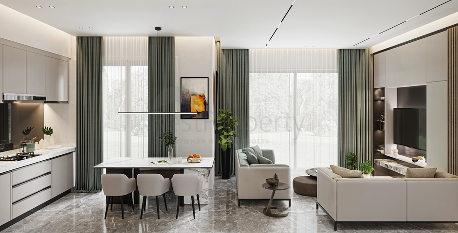 An ideal apartment complex surrounded by lush greenery.