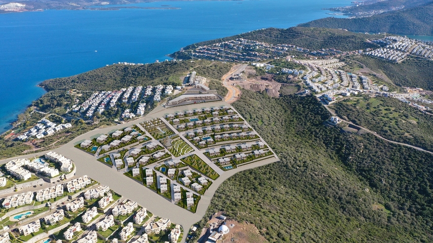 An ideal apartment complex surrounded by lush greenery.