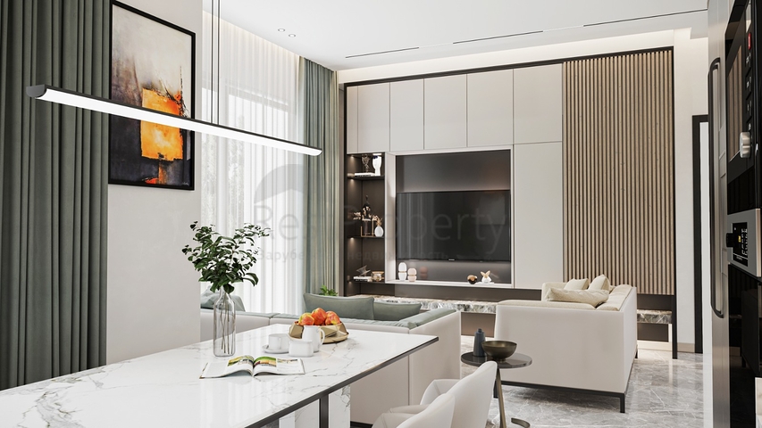 An ideal apartment complex surrounded by lush greenery.