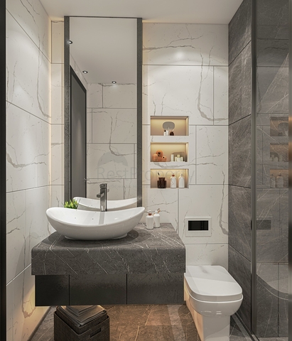 An ideal apartment complex surrounded by lush greenery.