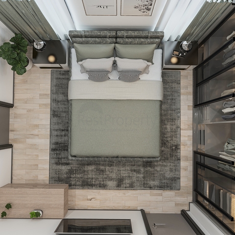 An ideal apartment complex surrounded by lush greenery.