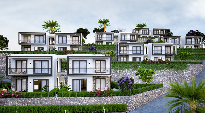 An ideal apartment complex surrounded by lush greenery.