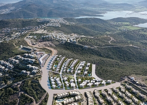 An ideal apartment complex surrounded by lush greenery.