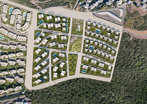 An ideal apartment complex surrounded by lush greenery.