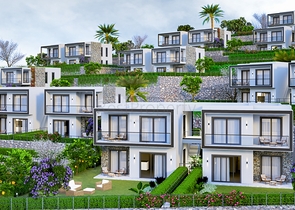 An ideal apartment complex surrounded by lush greenery.