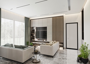 An ideal apartment complex surrounded by lush greenery.