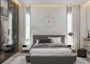 An ideal apartment complex surrounded by lush greenery.