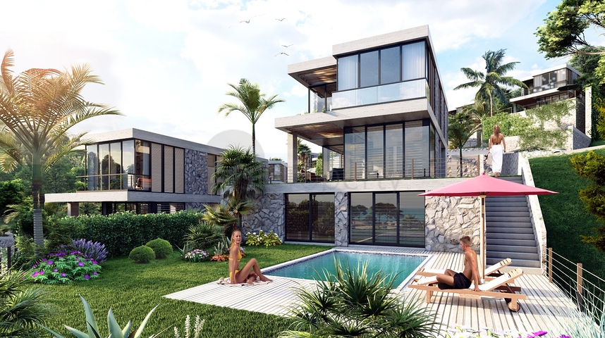 Attractive villas surrounded by lush nature