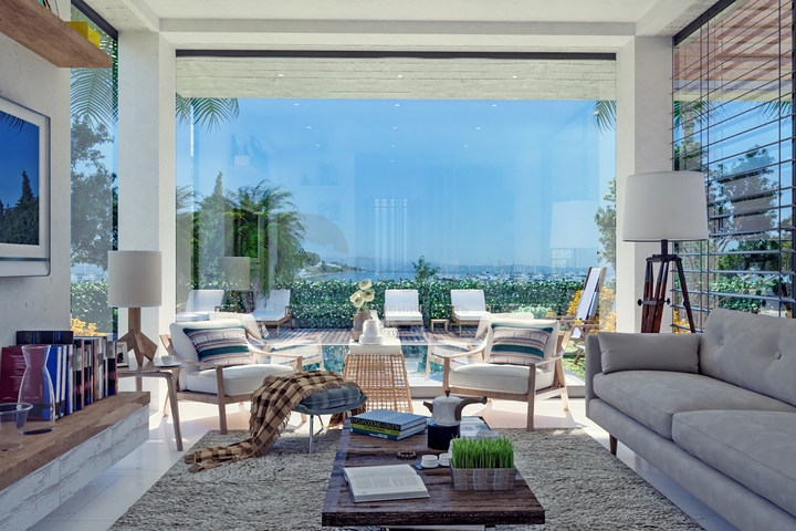 Attractive villas surrounded by lush nature