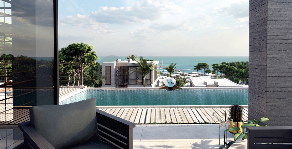 Attractive villas surrounded by lush nature