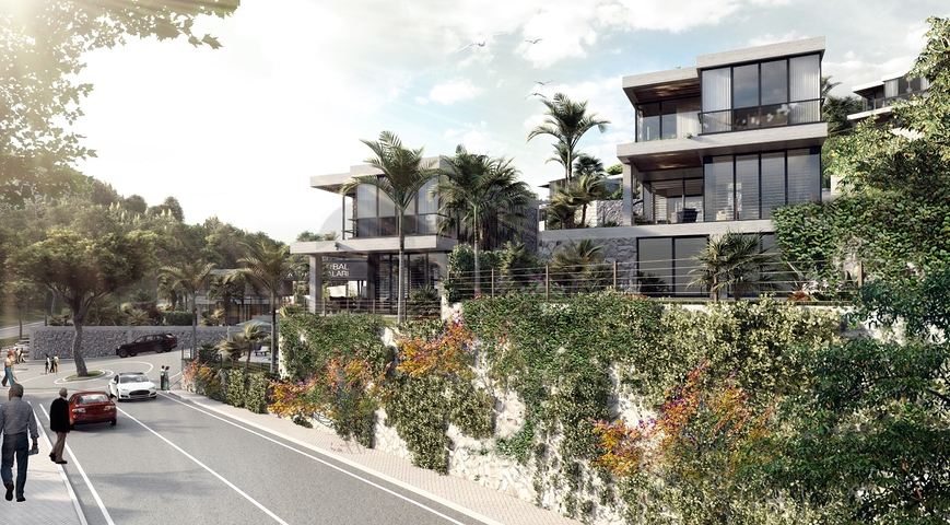 Attractive villas surrounded by lush nature