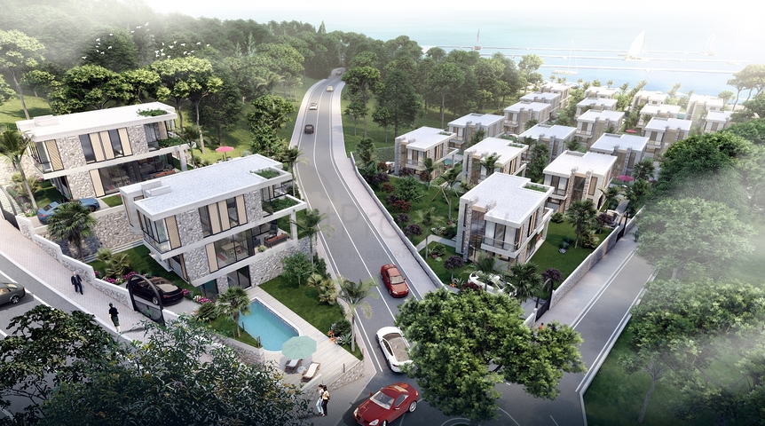 Attractive villas surrounded by lush nature