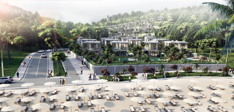 Attractive villas surrounded by lush nature