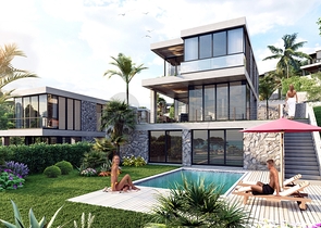 Attractive villas surrounded by lush nature