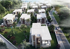 Attractive villas surrounded by lush nature
