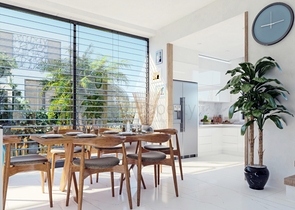 Attractive villas surrounded by lush nature