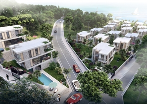 Attractive villas surrounded by lush nature