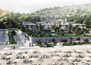 Attractive villas surrounded by lush nature