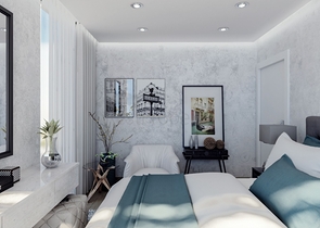 Attractive villas surrounded by lush nature