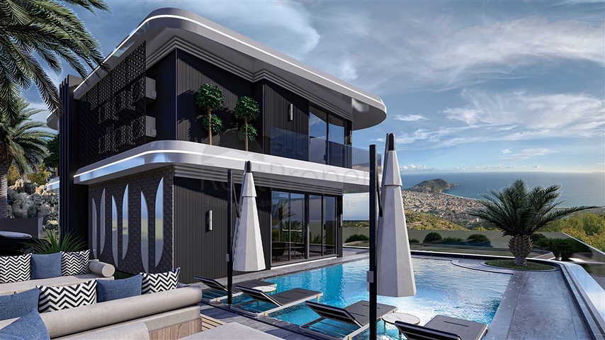 Luxury life style - Sea and Castle view - 4 bedroom Villa - in Alanya 