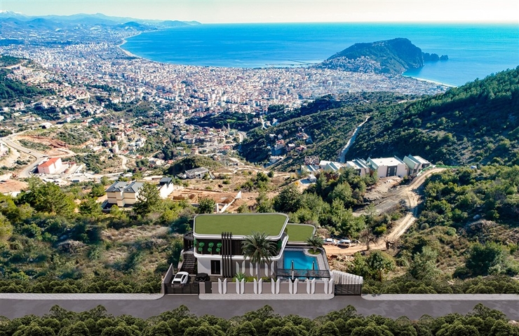 Luxury life style - Sea and Castle view - 4 bedroom Villa - in Alanya 