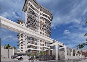 1+1 apartment in a premium class complex under construction in Mahmutlar district