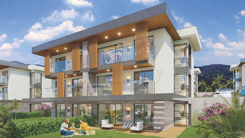 2+1 apartments in an eco-friendly complex surrounded by coniferous forest in the area of Dortepe in the eastern part of Bodrum.