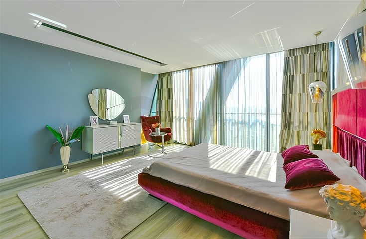 Vida 5+1 with sea view in the center of Alanya