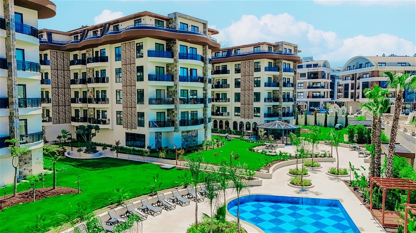 Furnished 1+1 Apartment in Oba, Alanya | Modern Complex & Facilities