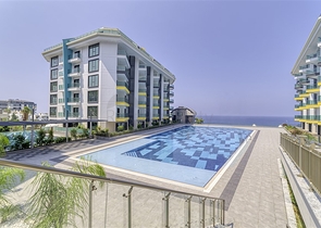 Modern 1+1 apartment with sea view just 100 meters from the beach